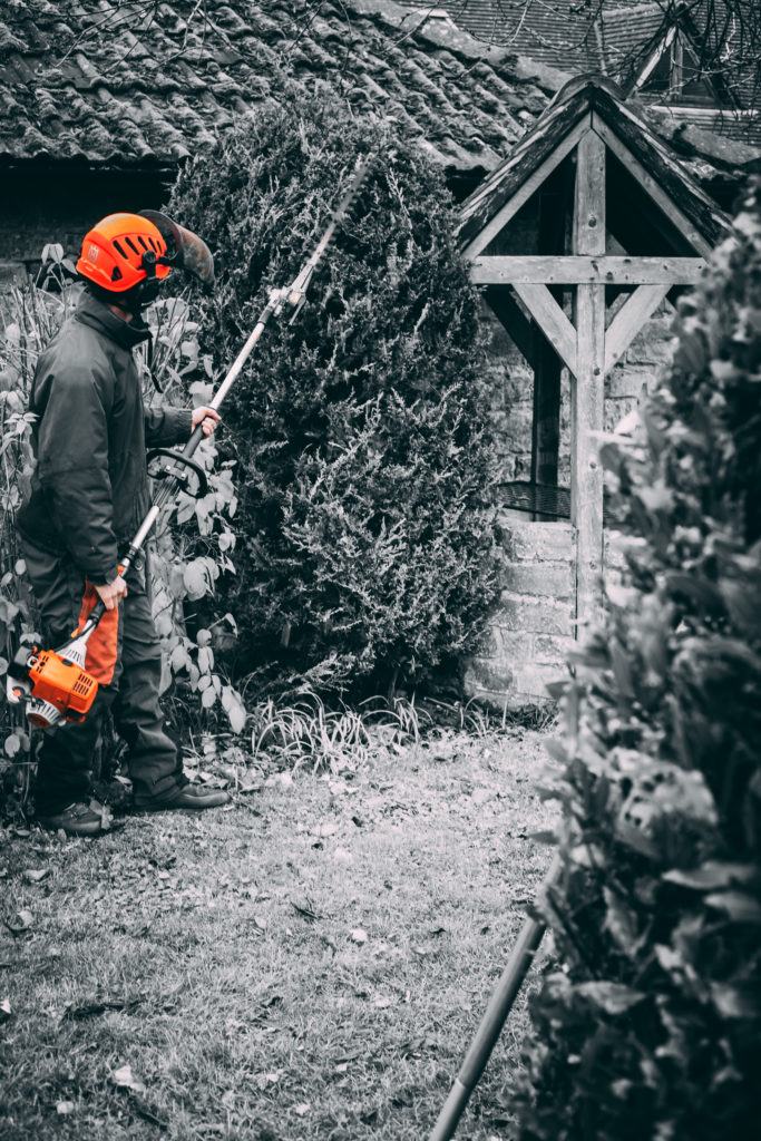 Close-up of a hedge trimmer
